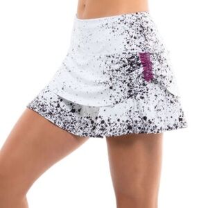 Lucky in Love City Graffiti Splatter Ruched Tennis Skirt Skort White Purple XS